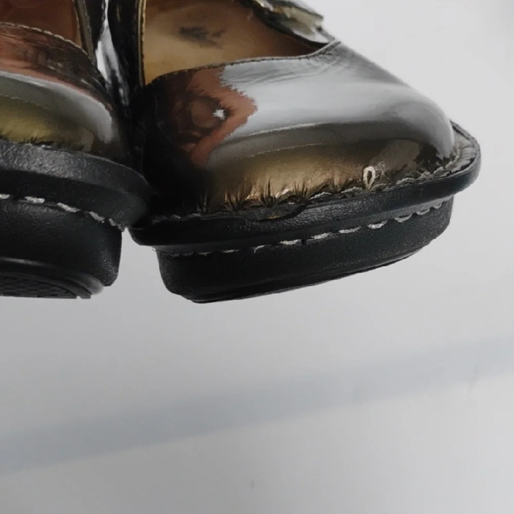 Alegria By PG Lite Metallic Mary Jane Shoes Moccasin Stitching Slip-On 37 - Picture 8 of 11